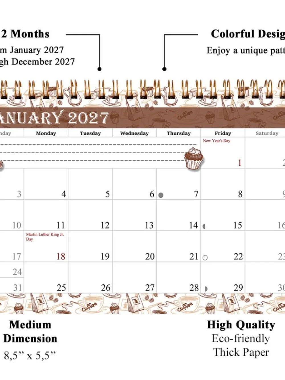 2027-12 Months Desk Calendar Desktop Planner with To-Do List & Notes 020